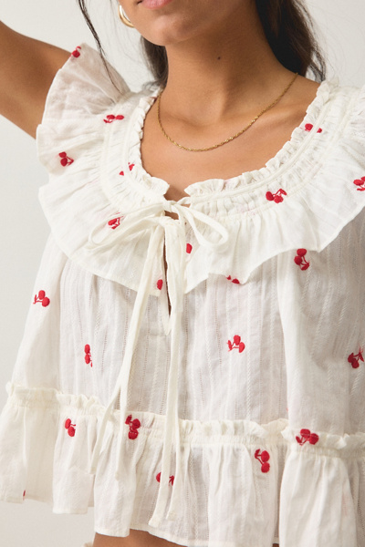 Out From Under Love Letters Ruffle Babydoll Top + Micro Short PJ Set