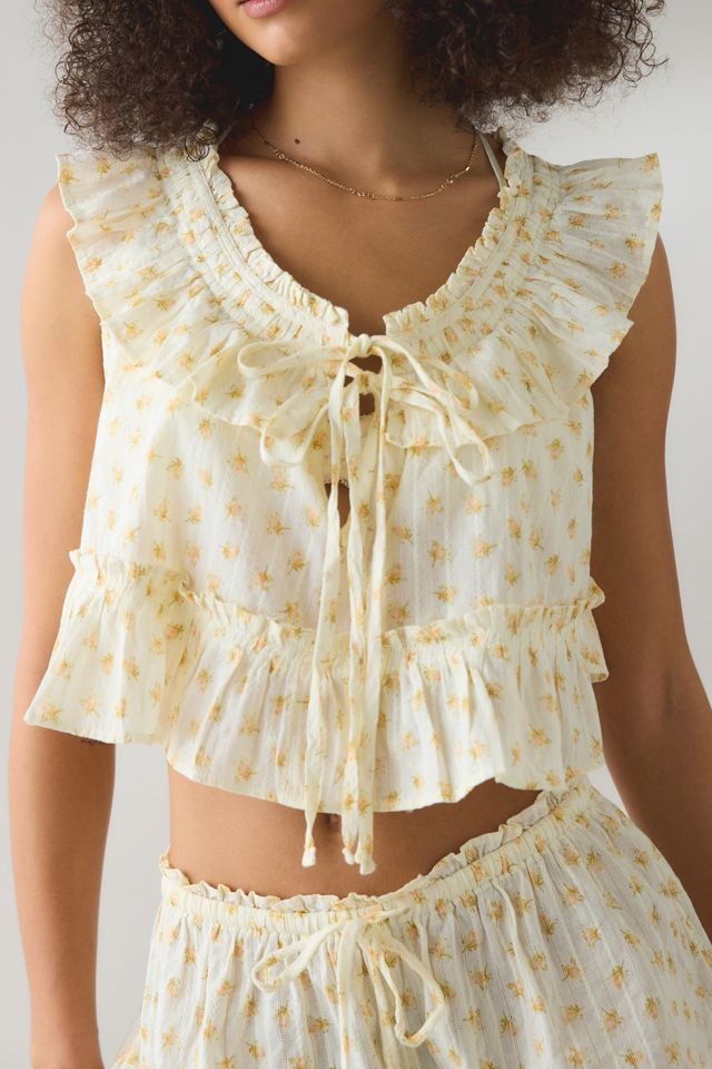 Out From Under Love Letters Ruffle Babydoll Top + Micro Shorts PJ Set #1