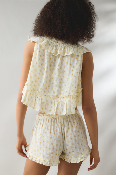Out From Under Love Letters Ruffle Babydoll Top + Micro Shorts PJ Set