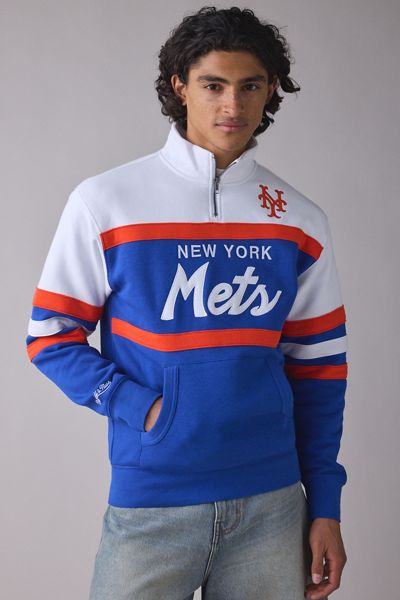 Mitchell & Ness MLB New York Mets Team Color Head Coach 1/4 Zip Sweatshirt