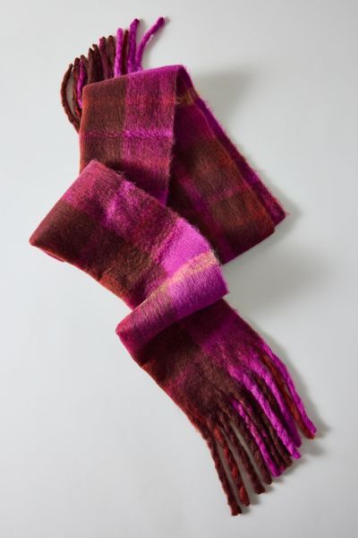 Urban Outfitters Woven Tartan Plaid Scarf In Blush, Women's At  In Pink