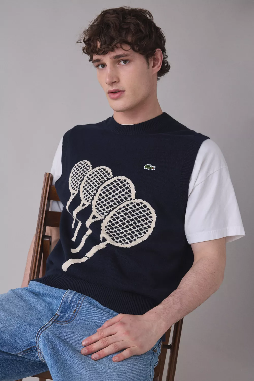 Lacoste Cotton Jacquard Tennis Sweater Vest