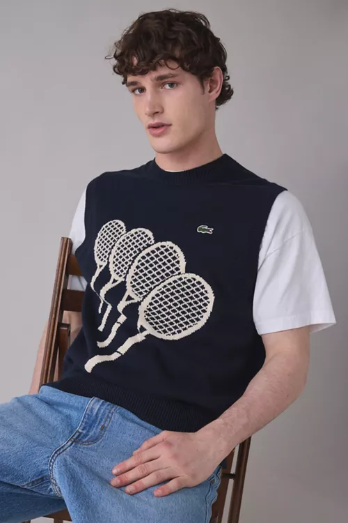 Lacoste Cotton Jacquard Tennis Sweater Vest