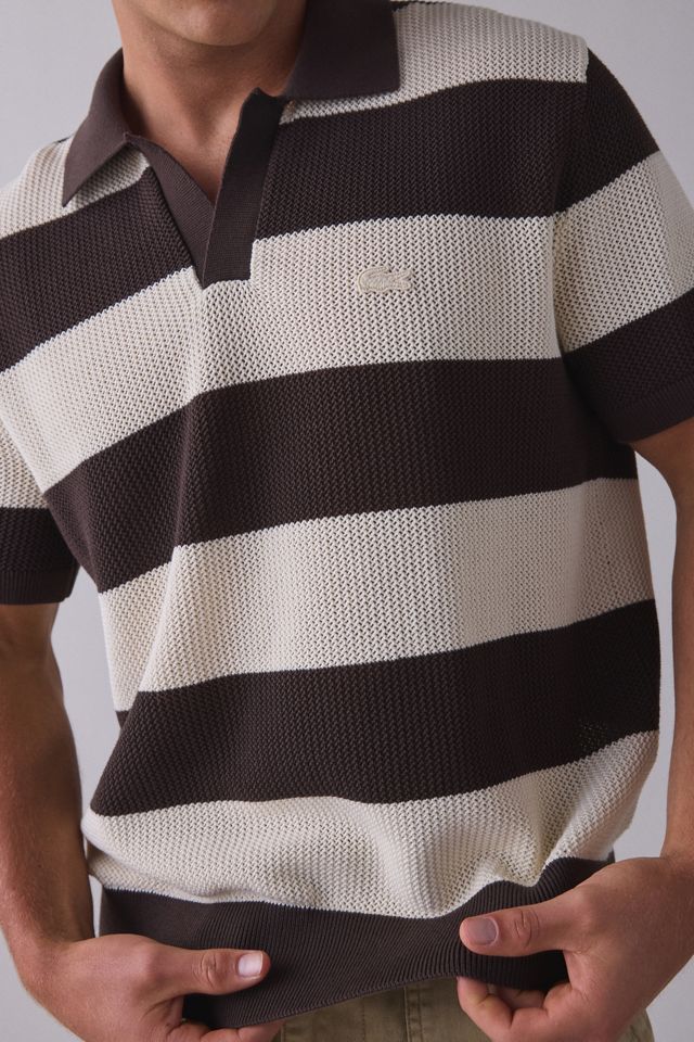 Lacoste Stripe Short Sleeve Polo Sweater | Urban Outfitters