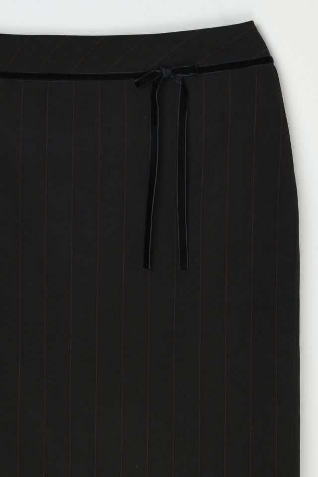 Vintage Y2k Pinstriped Midi Skirt with Velvet Tie #1
