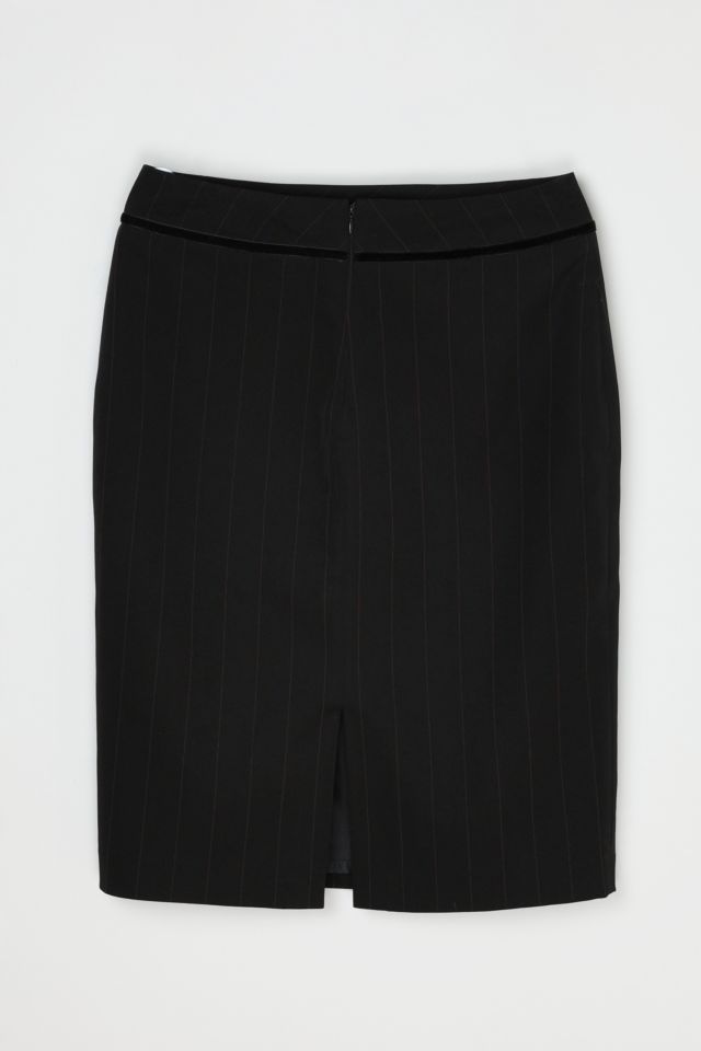 Vintage Y2k Pinstriped Midi Skirt with Velvet Tie #2
