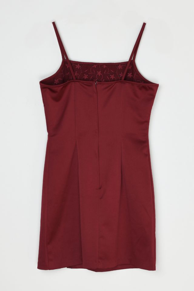 Vintage Y2k Dark Red Embroidered Mini Dress #2