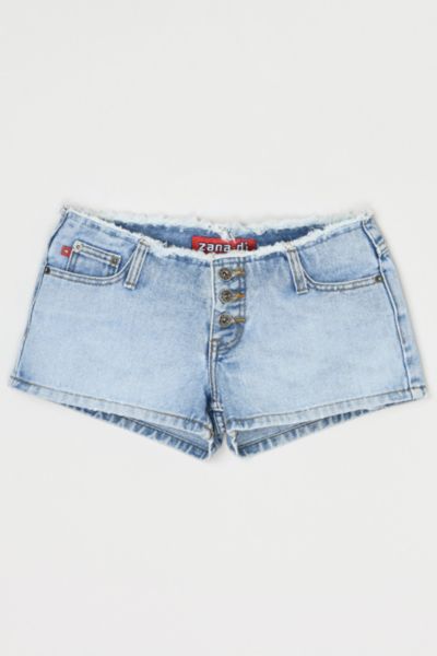 Vintage Y2k Raw-Edge Low-Rise Denim Shorts