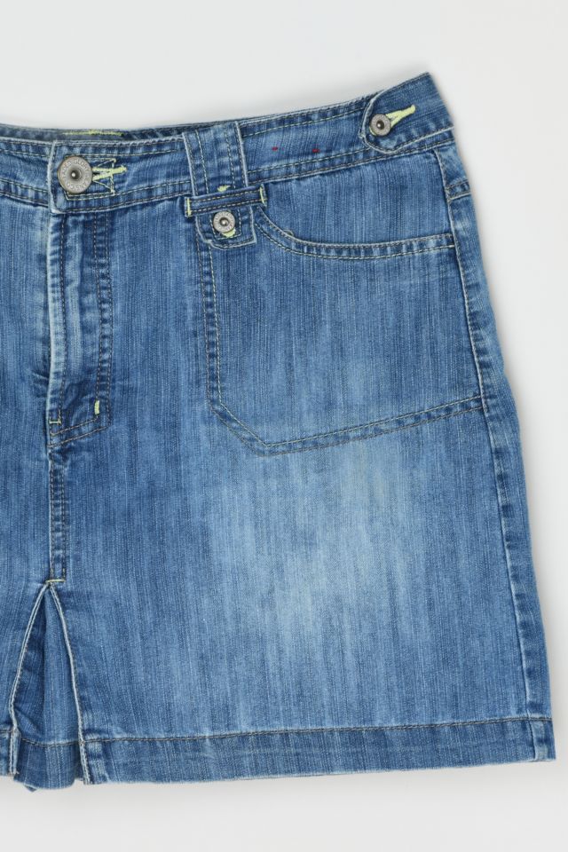 Vintage Y2k Contrast-Stitched Denim Mini Skort #1