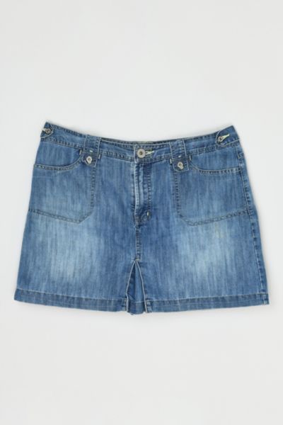 Vintage Y2k Contrast-Stitched Denim Mini Skort