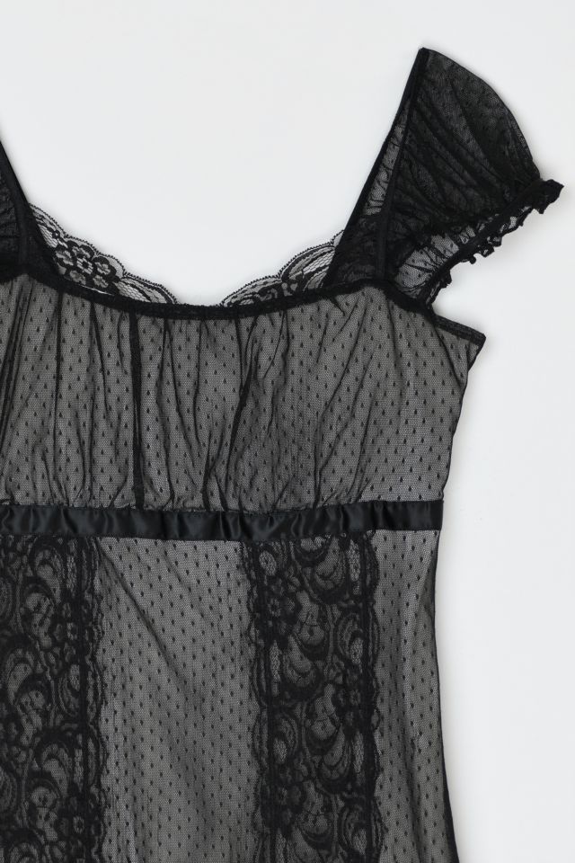 Vintage Y2k Black Lace Mini Dress #1