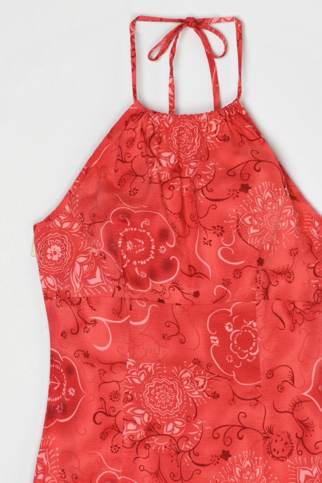 Vintage Y2k Cherry Pink Knee-Length Halter Dress #1