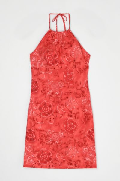 Vintage Y2k Cherry Pink Knee-Length Halter Dress