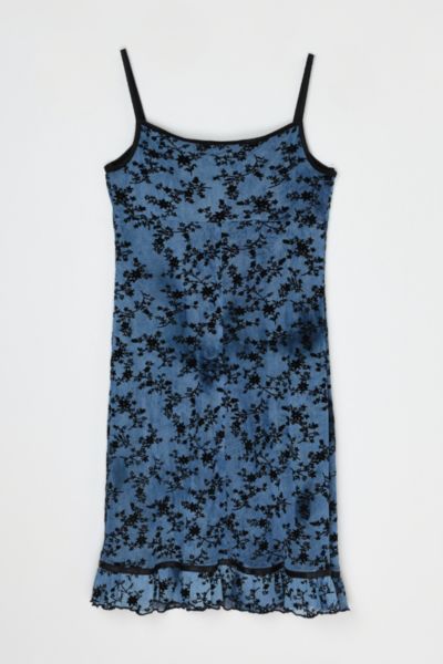 Vintage Y2k Flocked-Velvet Mini Dress with Tie