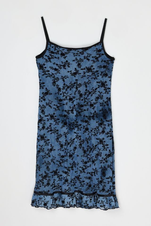 Vintage Y2k Flocked-Velvet Mini Dress with Tie #3