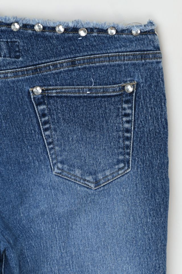 Vintage Y2k Rhinestone Studded Cutoff-Waist Jeans #2