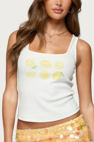 Edikted Lemon Drop Ribbed Tank Top