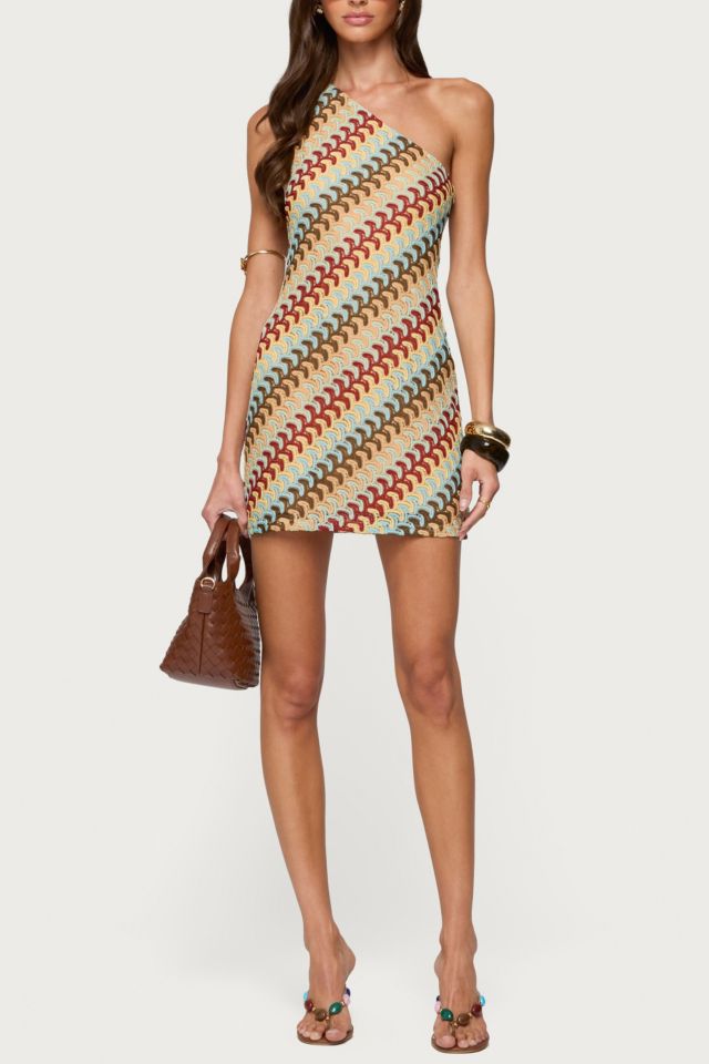 Edikted Agua Zigzag One Shoulder Mini Dress #1