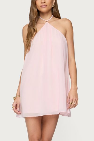 Edikted Emeline Backless Halter Mini Dress In Light/pink, Women's At Urban Outfitters In Pink