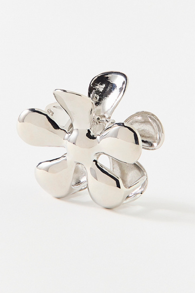 Urban Outfitters Mellodie Metal Flower Claw Clip In Silver, Women's At  In Metallic