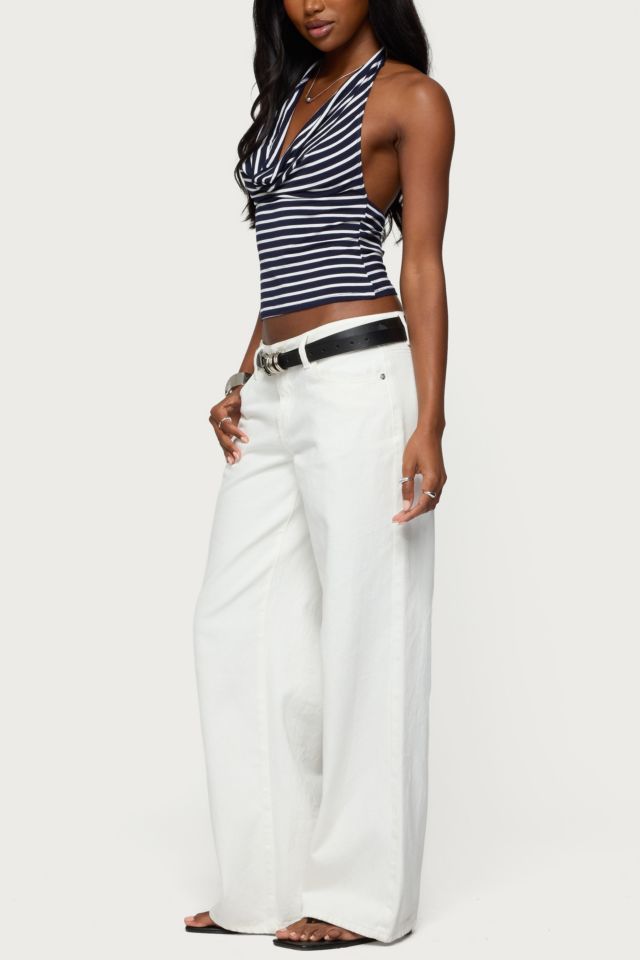 Edikted Striped Cowl Neck Halter Top #1