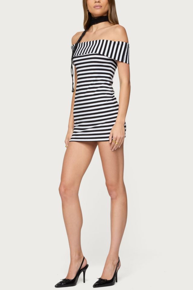 Edikted Zivi Fold Over Striped Mini Dress #1