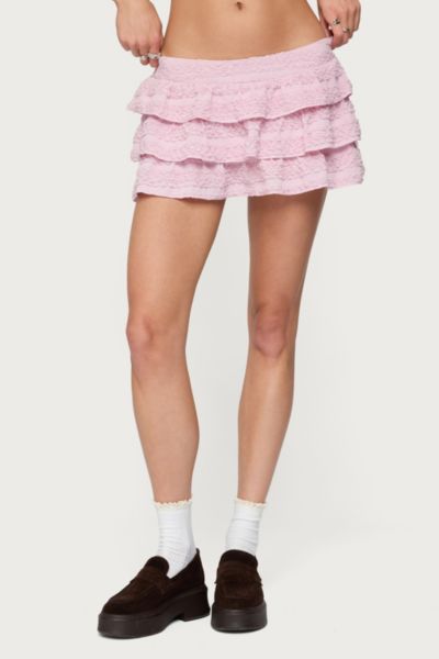 Edikted Margaux Textured Ruffle Mini Skort