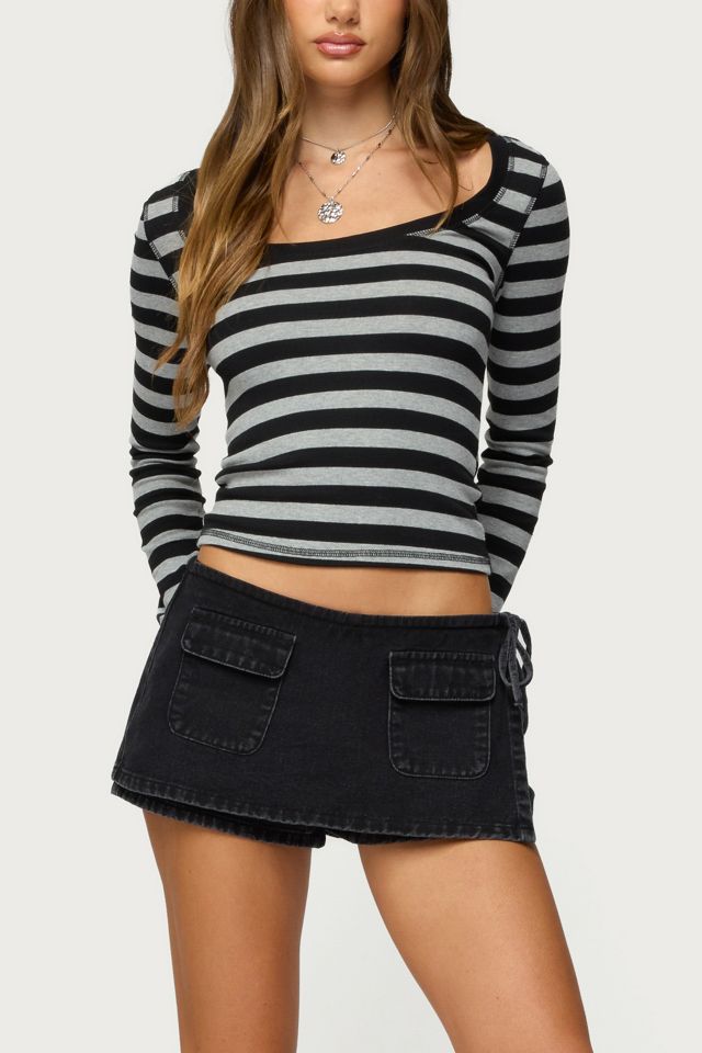 Edikted Giselle Wrap Denim Mini Skort #1