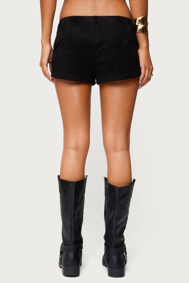 Edikted Studded Faux Suede Micro Shorts #3