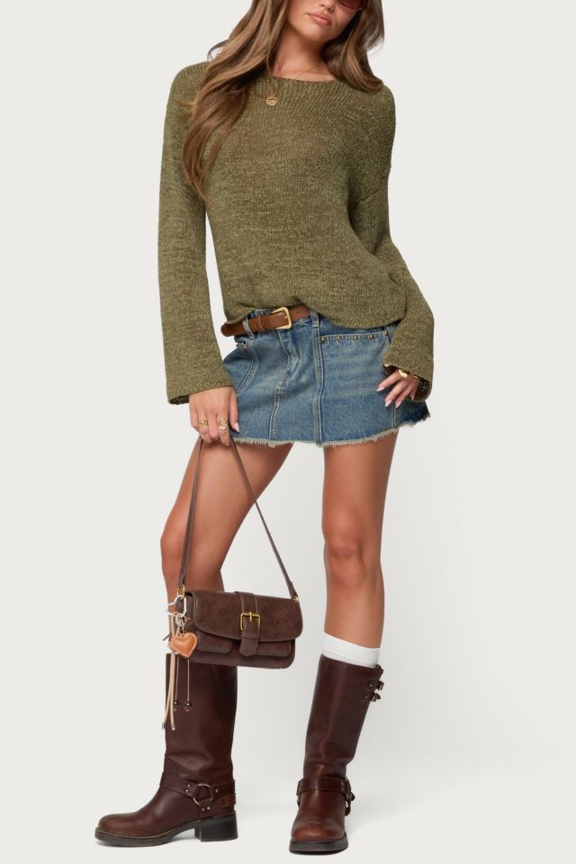 Edikted Keiko Studded Denim Mini Skirt #4