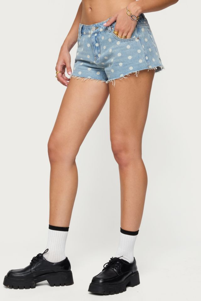 Edikted Josie Polka Dot Denim Shorts #2
