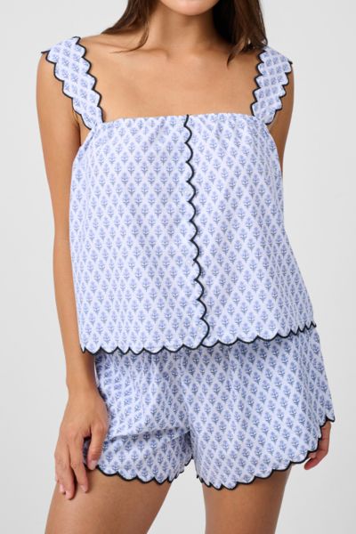Weworewhat Scallop Button Front Tank Top In Blue