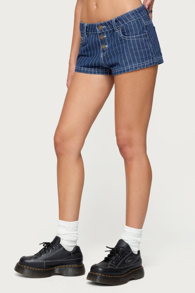 Edikted Hanson Pinstripe Denim Shorts #2