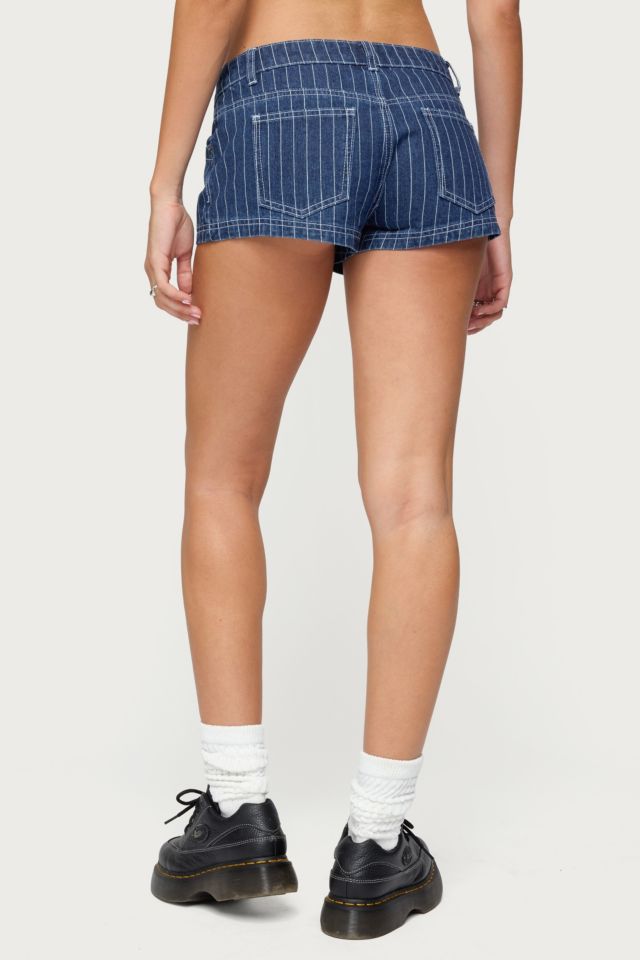 Edikted Hanson Pinstripe Denim Shorts #3