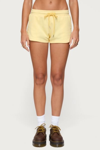 Edikted Kordelia Drawstring Sweatshorts In Yellow