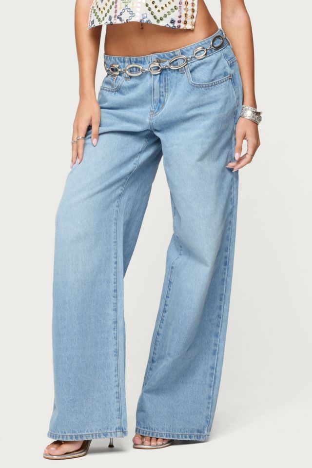 Edikted Mirra Embroidered Flower Low Rise Jeans #3