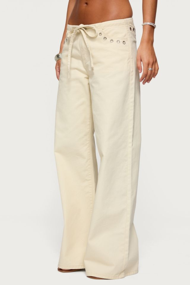 Edikted Grommet Tie Waist Low Rise Jeans #2