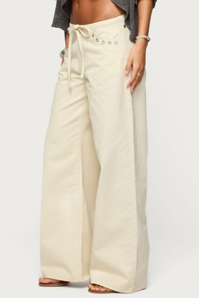 Edikted Grommet Tie Waist Low Rise Jeans #3