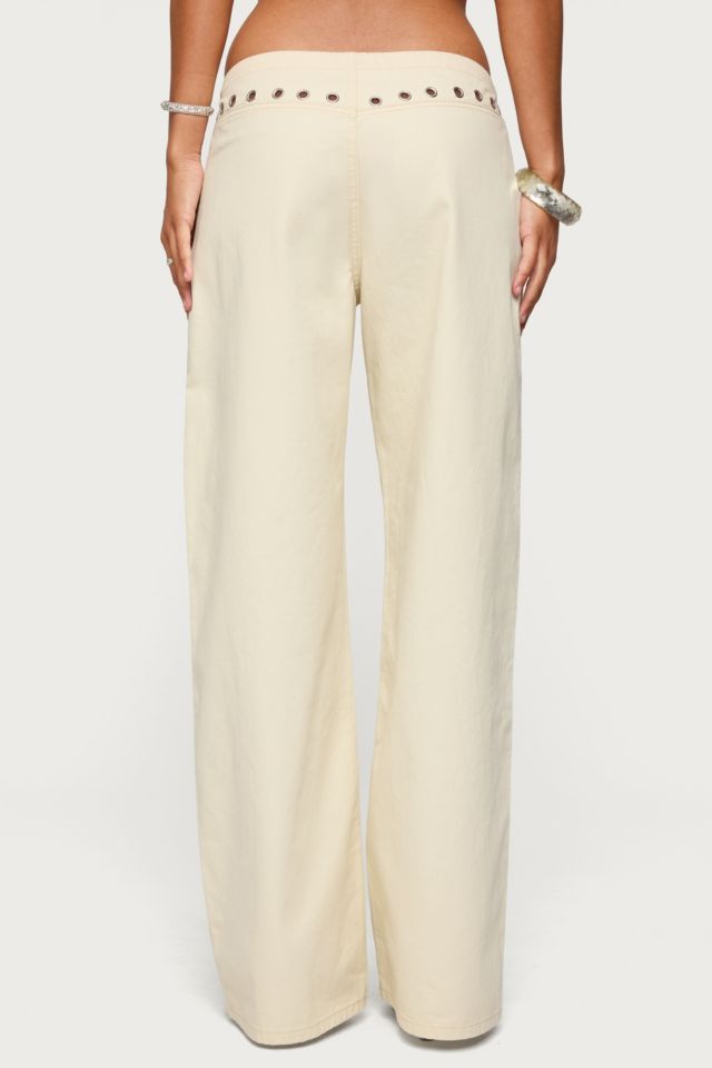 Edikted Grommet Tie Waist Low Rise Jeans #4