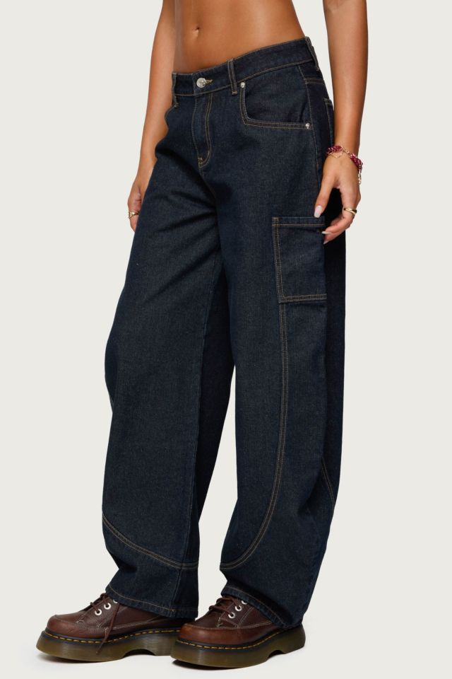 Edikted Aden Contrast Stitch Barrel Jeans #2