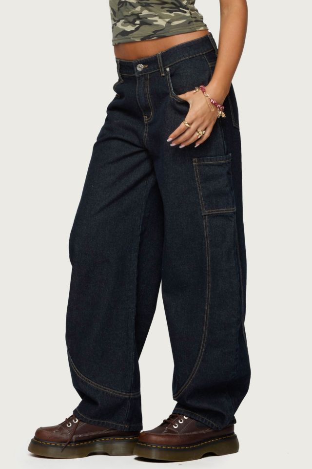 Edikted Aden Contrast Stitch Barrel Jeans #3