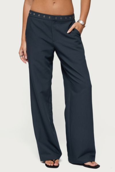 Edikted Ayve Eyelet Waist Straight Leg Pants