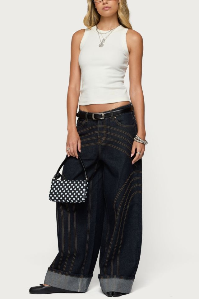 Edikted Cuffed Low Rise Wide Leg Jeans #1