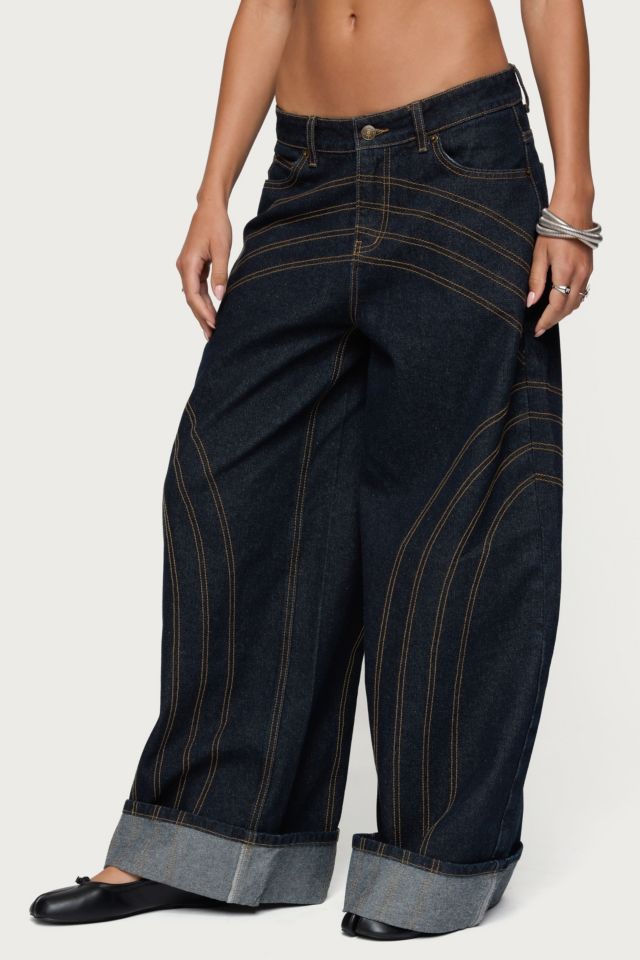 Edikted Cuffed Low Rise Wide Leg Jeans #2
