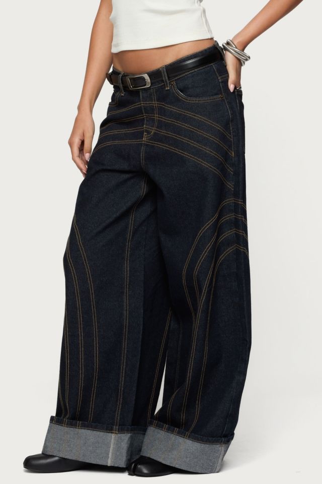 Edikted Cuffed Low Rise Wide Leg Jeans #3