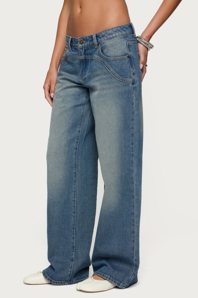 Edikted Ronny Curved Stitch Low Rise Jeans #2