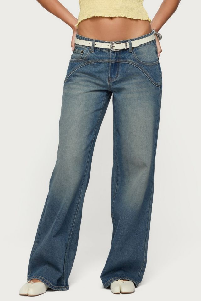 Edikted Ronny Curved Stitch Low Rise Jeans #3