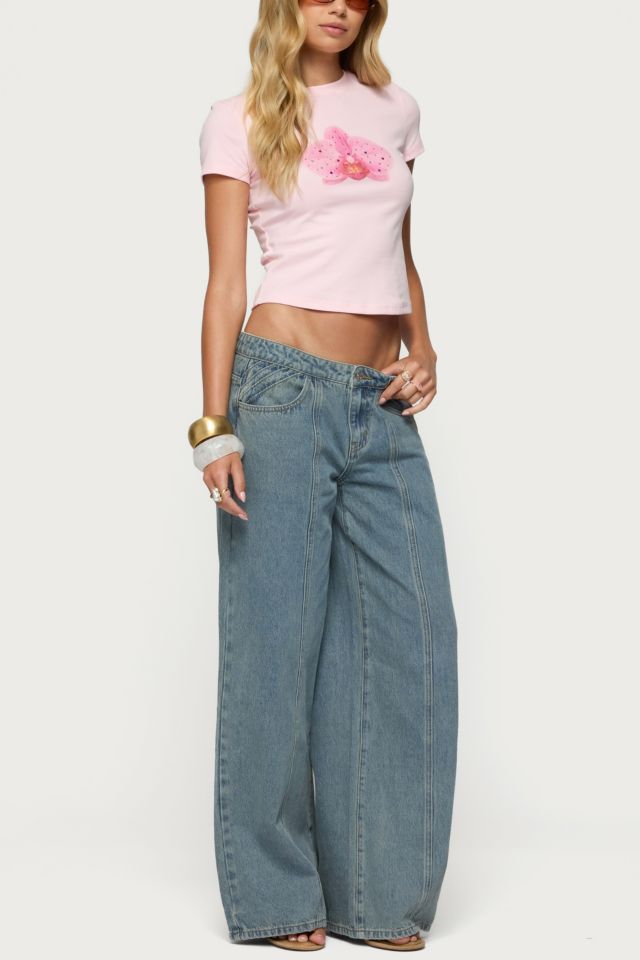 Edikted Stitch & Pleat Low Rise Jeans #1
