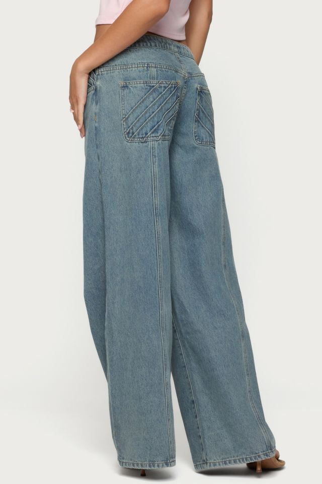Edikted Stitch & Pleat Low Rise Jeans #3
