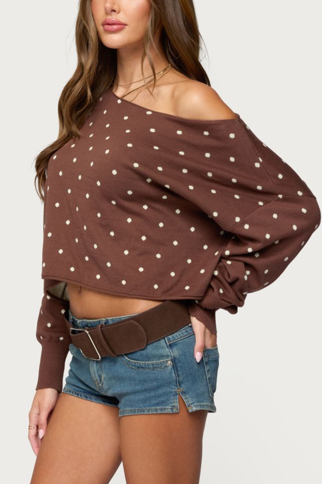 Edikted Oversized Off Shoulder Polka Dot Sweater #2